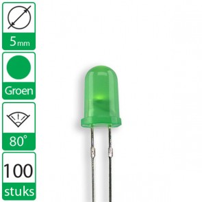 100 Groene LEDs 80 graden 5mm