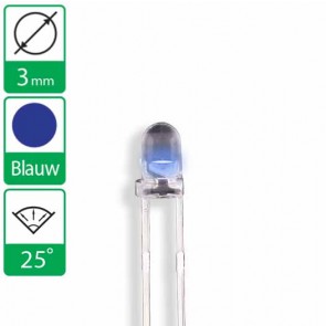 Blauwe LED 25 graden 3mm 