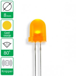 geel/Oranje knipper LED 80 graden 8mm
