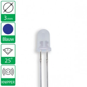 Blauwe knipper LED 25 graden 3mm