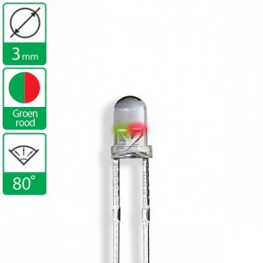 2 pin duo LED groen/rood 80 graden 3mm