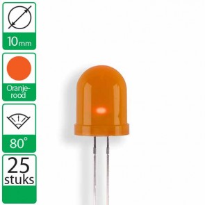 25 Oranje/rode  LEDs 80 graden 10mm