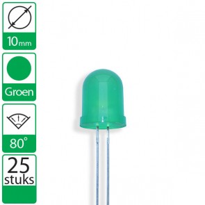 25 Groene LEDs 80 graden 10mm
