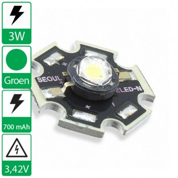 3 watt P4 Seoul Semiconductor LED groen op ster
