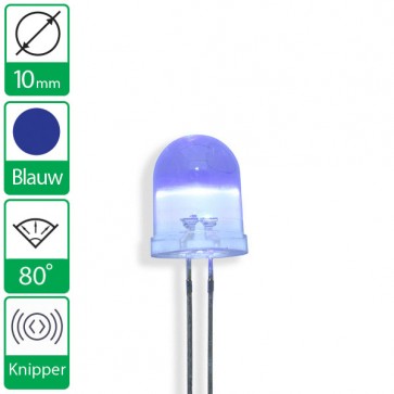 Blauwe knipper LED 80 graden 10mm