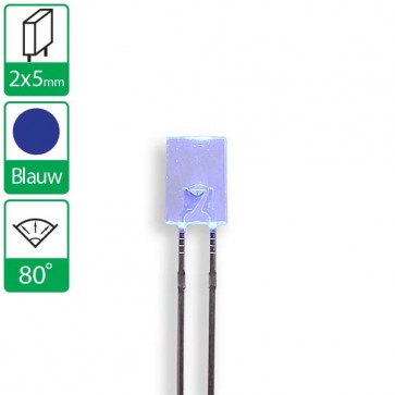 Blauwe LED 80 graden 2x5mm