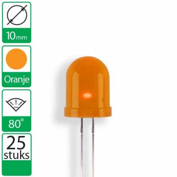 25 Oranje  LEDs 80 graden 10mm