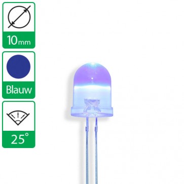 Blauwe LED 25 graden 10mm