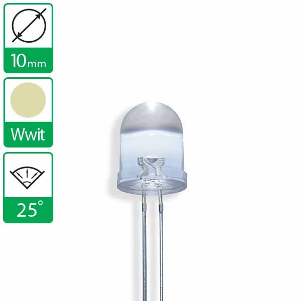 Veel schrobben Oplossen Warm witte LED 25 graden 10mm: LEDs-buy.nl het grootste online LED  assortiment