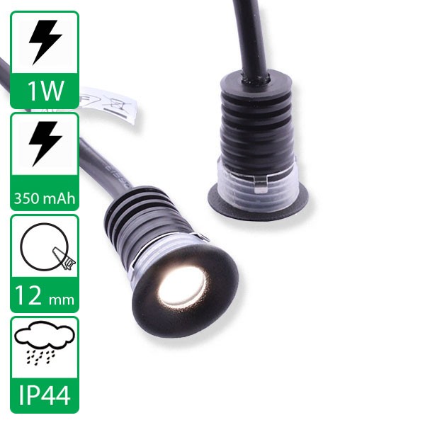 Aanleg Jet Ongeschikt 1w Mini power LED spot zwart rond inbouw warm wit: LEDs-buy.nl het grootste  online LED assortiment