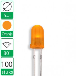100 Oranje  LEDs 80 graden 5mm