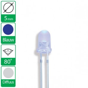 Semi-diffuus Blauwe LED 80 graden 5mm