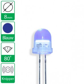 Blauwe knipper LED 80 graden 8mm