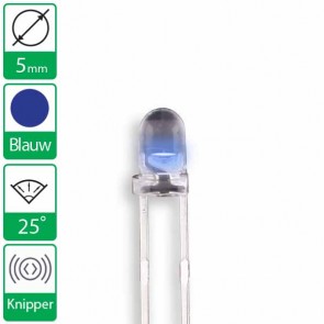 Blauwe knipper LED 25 graden 5mm