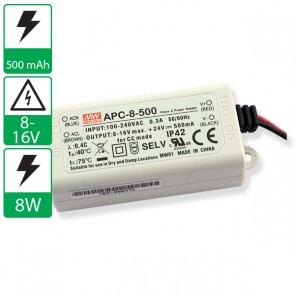 500mA 8-16V 8W Mean well voeding APC-8-500